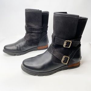 Sorel | Major Moto Boot, Black, Buffalo Plaid Liner #NL2432-010 Sz. 7.5